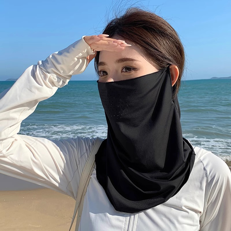 防晒面罩男夏季防紫外线骑行钓鱼全脸口罩冰丝护颈遮阳围脖户外女